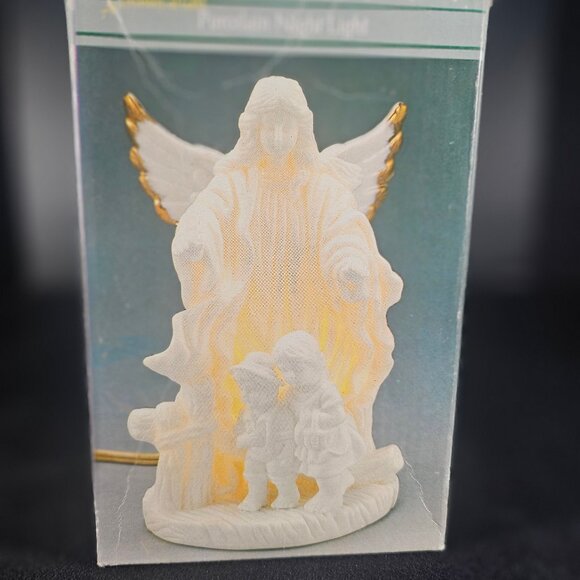 Art Mark White Porcelain Guardian Angel & Children Tabletop Night Light Electric - Picture 4 of 14